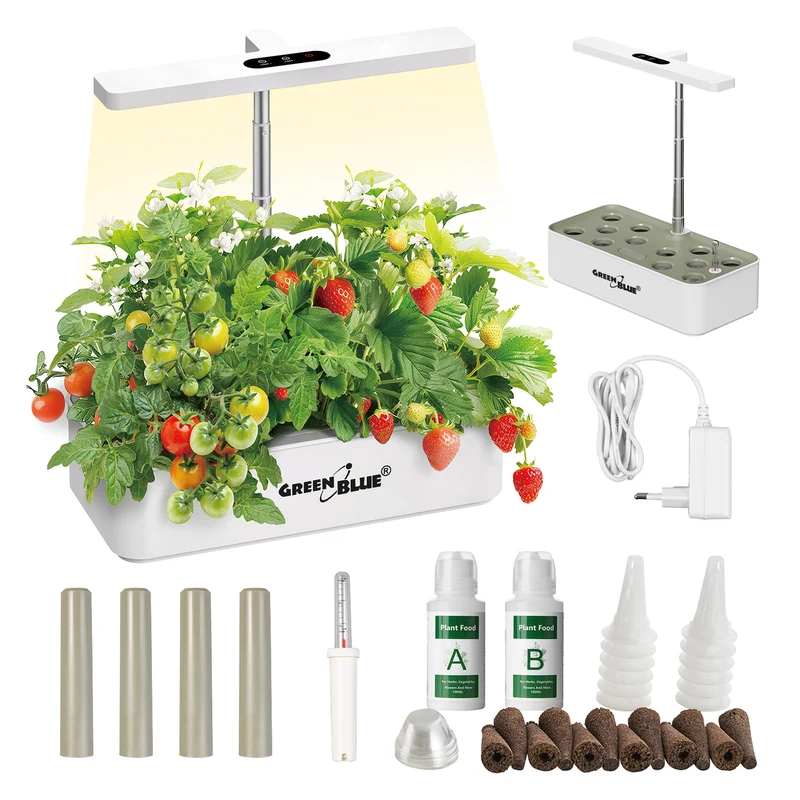 Sistema intelligente per la coltivazione indoor GreenBlue, vaso SMART, capacità 4 L, per 12 piante, LED a spettro completo, GB133