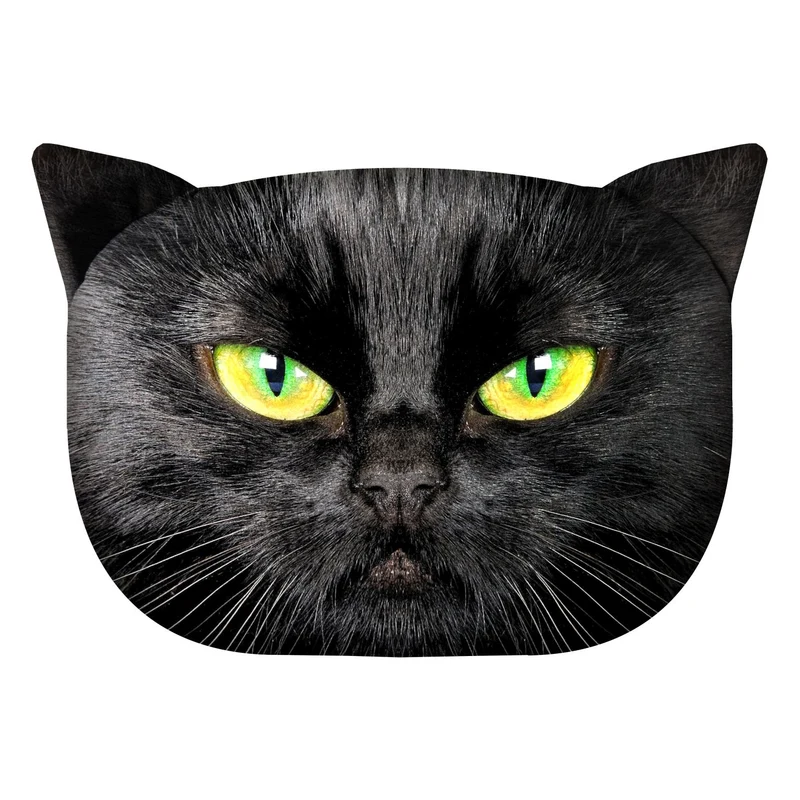ARCO DESIGN Cuscino di design con motivo di gatto Cuscino decorativo con cerniera nascosta Nero