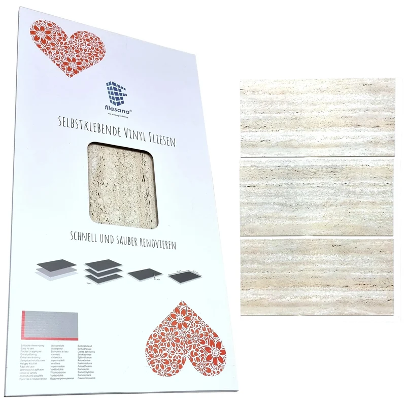 Piastrelle autoadesive per pareti e pavimenti Fliesana, set di 3, impermeabili, design in pietra naturale