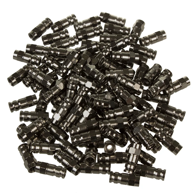 100x Maclean, connettore a compressione F, RG-6, professionale, nichel, nero, MCTV-916