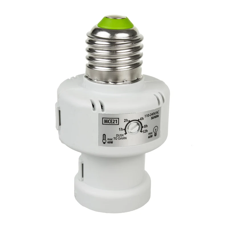 Portalampada Maclean, E27, max. 100W, con sensore crepuscolare, timer, bianco, MCE21W