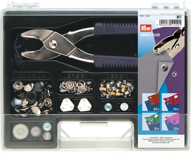 VALIGETTA PRYM Bottoni Automatici Rivetti Occhielli PINZA VARIO 651420 Jeans