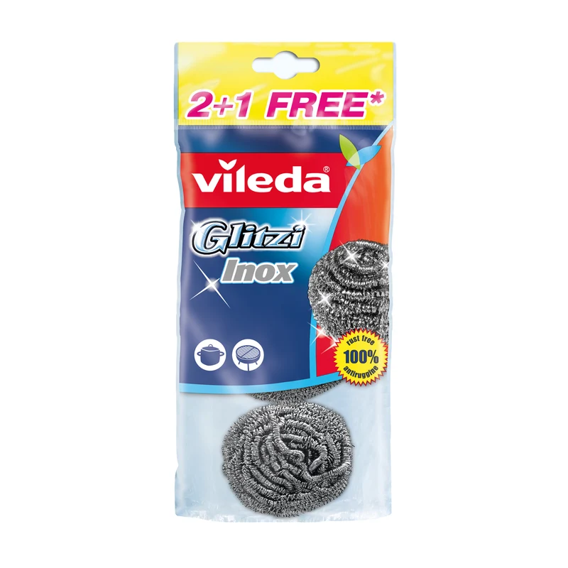 Vileda Glitzi Spiral INOX Spazzola in acciaio inox 3 pezzi