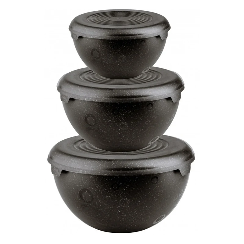 Set di ciotole Practic, plastica, 1,5l 3l 6l, nero, 10031298