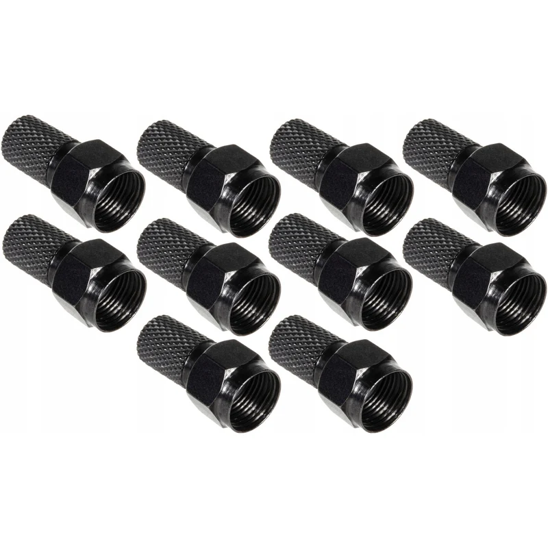 10x Spina F satellitare Maclean, sistema TV, RG5.9, RG6, 6.8mm, nichel con guarnizione, professionale, nero, MCTV-903