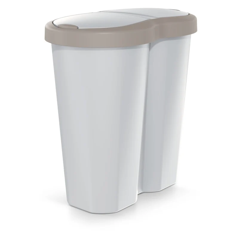 Cestino Compacta R Duo, marrone/ashmere, capacità 40L, uno scomparto, due coperchi, NDRF40-WG5C_427C