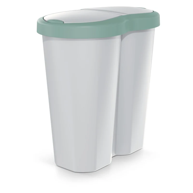 Cestino Compacta R Duo, verde/cenere, capacità 40L, uno scomparto, due coperchi, NDRF40-5575C_427C