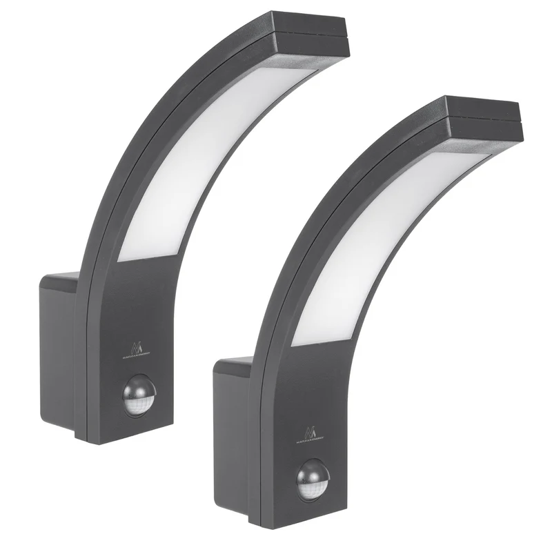 Sensore di movimento Maclean Lampada LED, sensore di movimento PIR, grigio, 10W, IP54, 750lm, bianco neutro (4000K) MCE244 GR, 2 pezzi