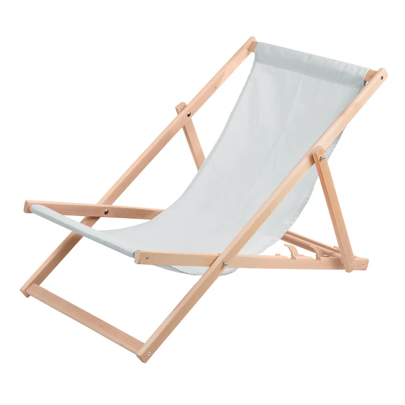 Comodo lettino Sedia a sdraio in legno in colore cenere chiaro, ideale per la spiaggia, il balcone, la terrazza