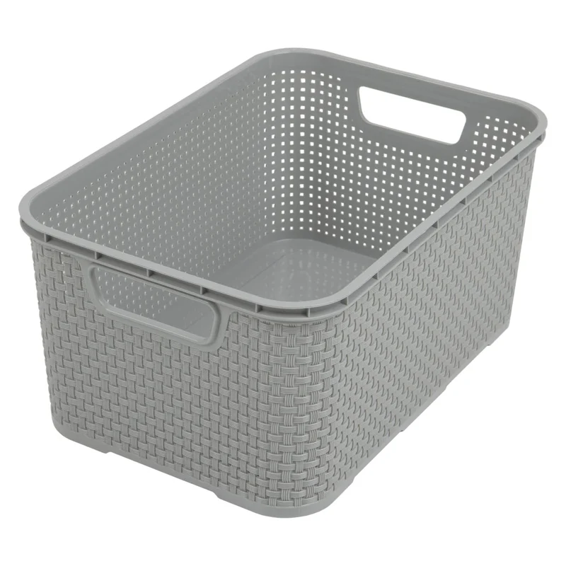 BranQ Cestino in rattan 7L grigio con maniglie