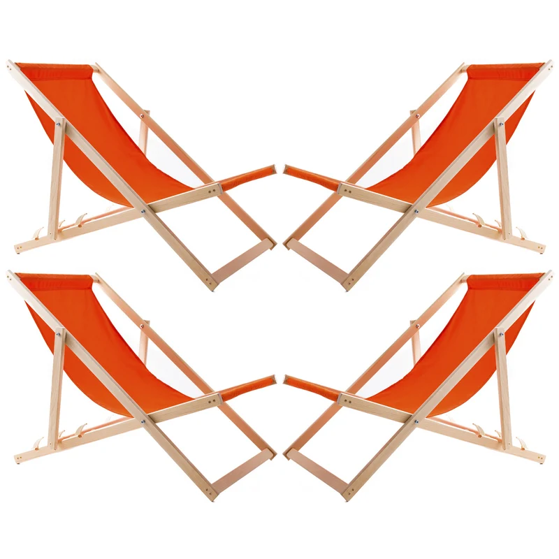 Set di quattro sedie a sdraio, arancione, Woodok, assemblate