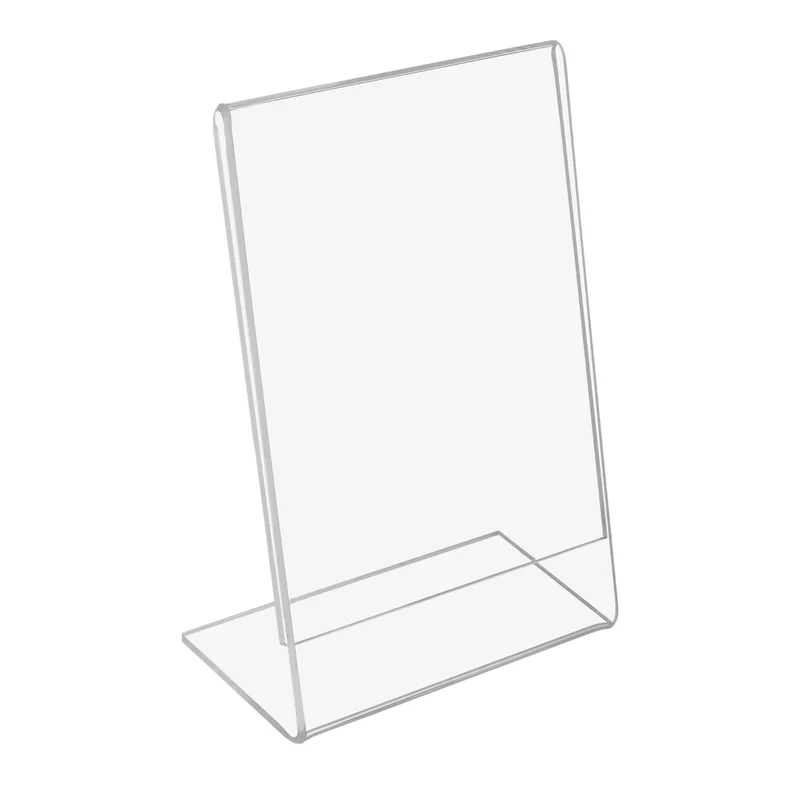 Supporto A7 per descrizione, volantino, menu, tipo L, verticale, trasparente