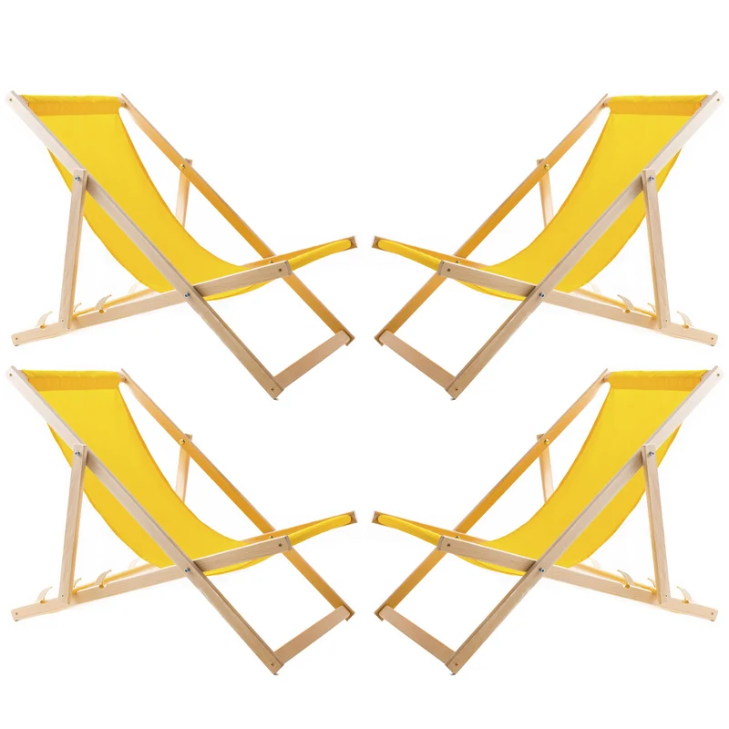 Set di quattro sedie a sdraio, giallo, Woodok, assemblate