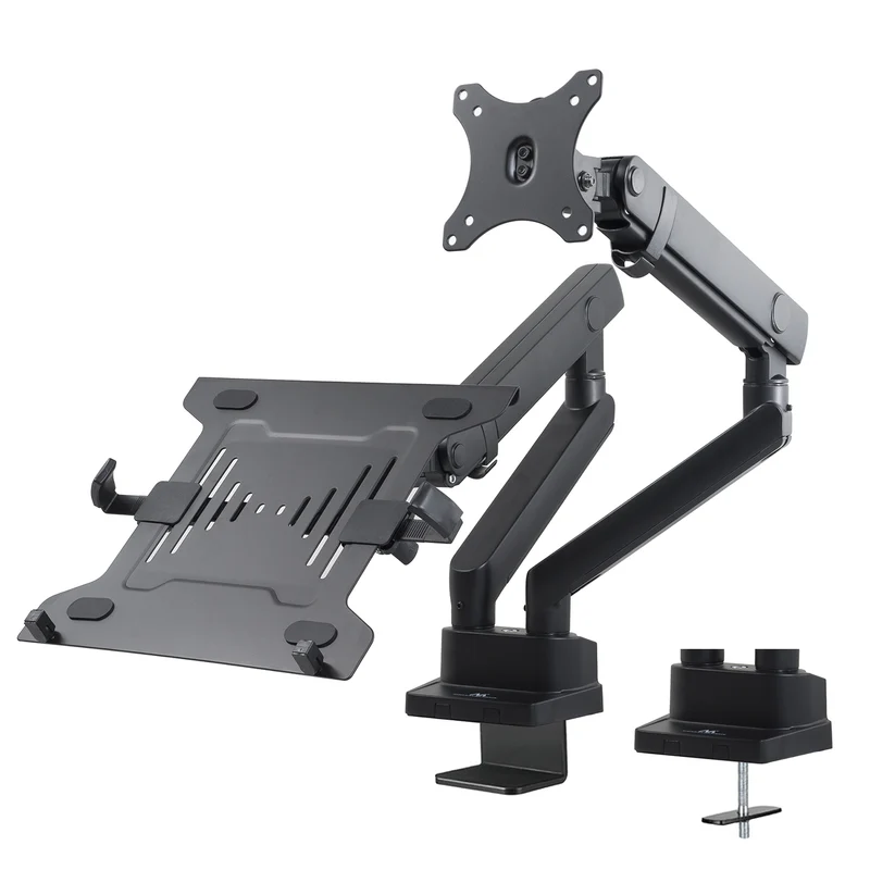 Maclean, Supporto da tavolo doppio, per monitor e laptop, Vesa 75x75 100x100, 17"-32", 2x8kg, MC-813