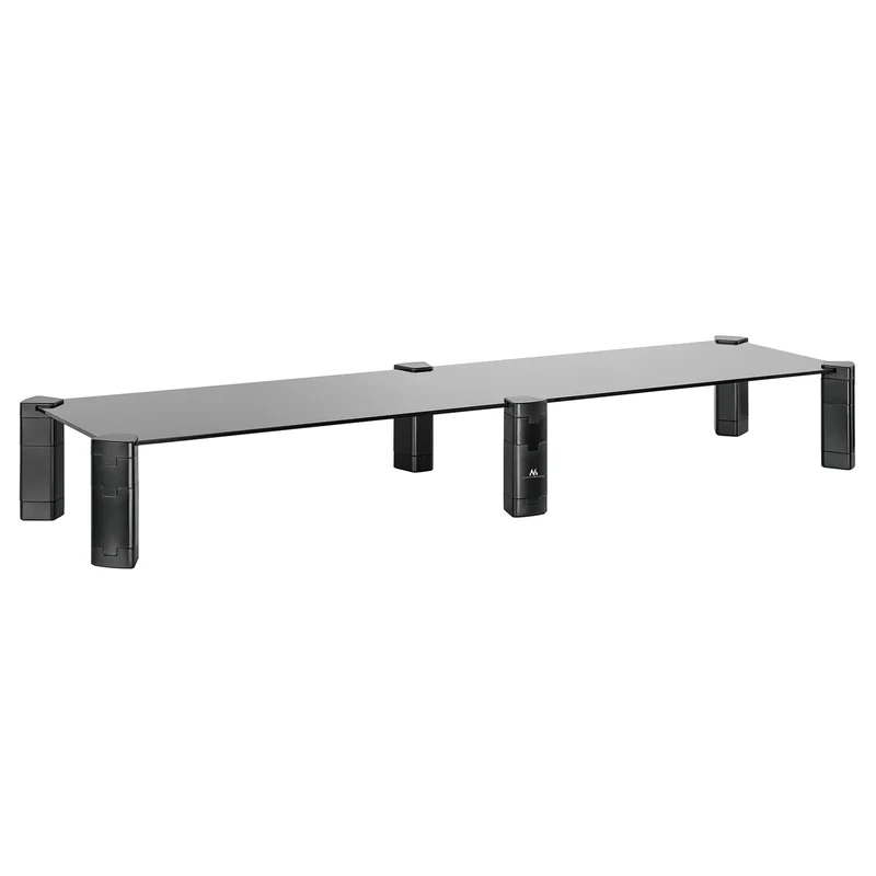 Maclean MC-936 Supporto per due monitor - Rialzo, max. 20 kg, vetro temperato, (1029x285x127 mm), Altezza regolabile