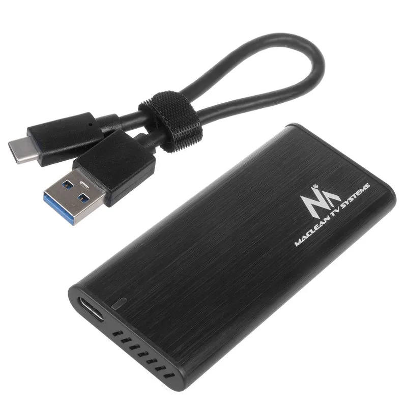 Maclean MCE443 NVMe SATA SSD M.2 Case NVMe (PCIe), NGFF (SATA) Supporta USB 3.1 2230/2240/2260/2280 USAP Compatibile con PC e Mac Alluminio Plug&Play Nero