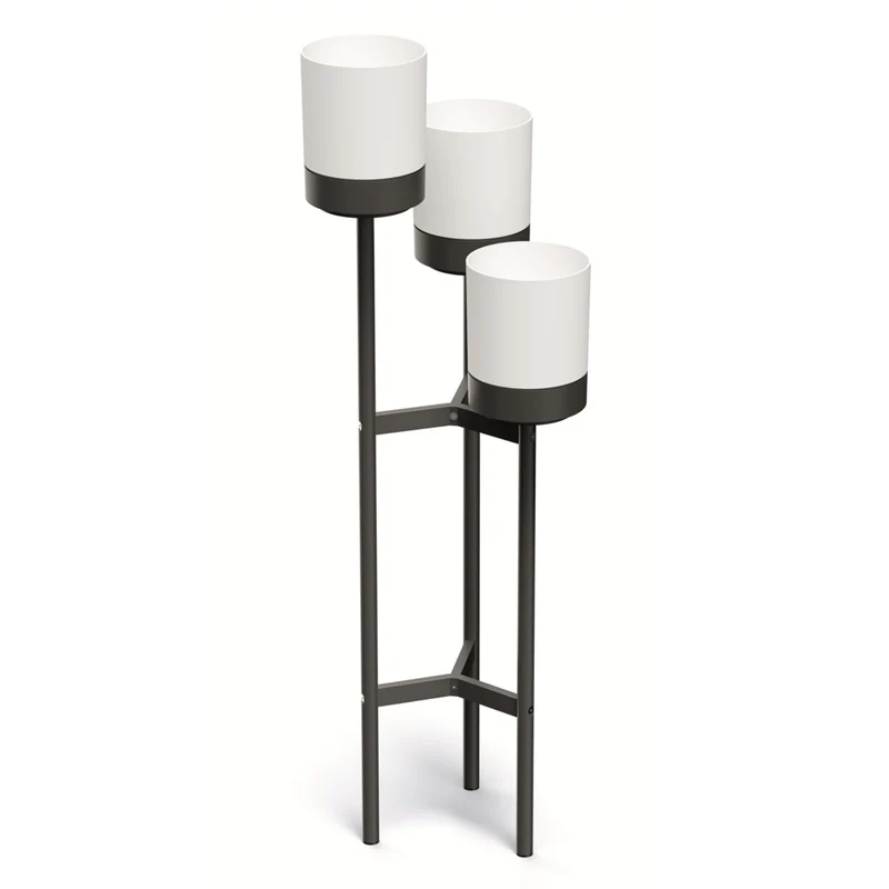 Portafiori Bloomie Stand a tre gambe con 3 vasi Portafiori 42 cm x 39,5 x 125 cm Struttura in metallo Bianco