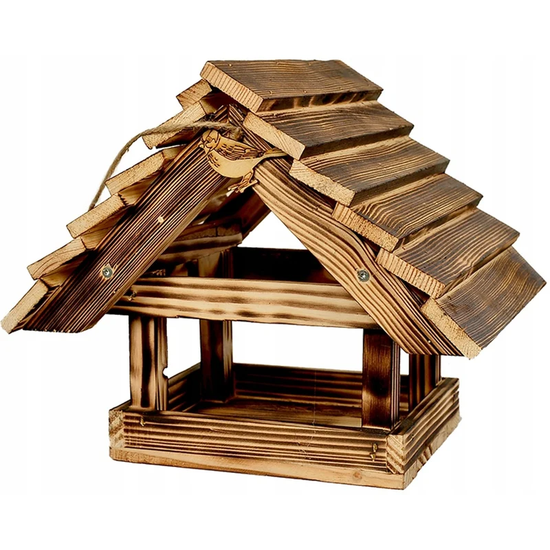 Mangiatoia in legno per uccelli da giardino XXL 30x25 cm