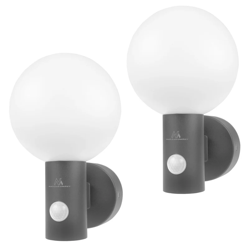 Sensore di movimento Maclean Lampada LED, sensore di movimento PIR, grigio, 15W, IP65, 1600lm, bianco neutro (4000K) MCE515 GR, 2 pezzi