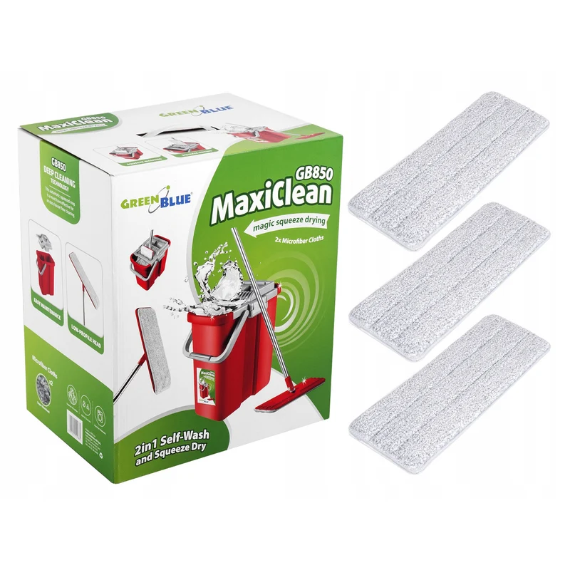Secchio automatico per mop piatti+3 inserti in microfibra