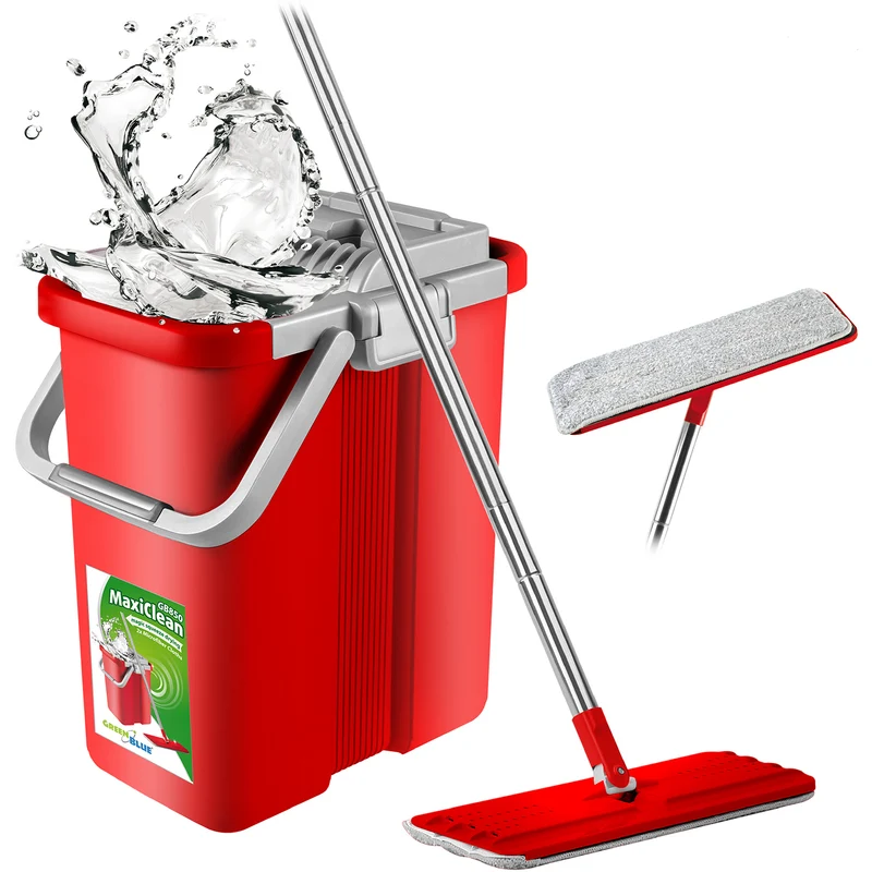 Mop piatto con secchio e spremi GreenBlue MaxiClean GB850 + due inserti in microfibra HQ