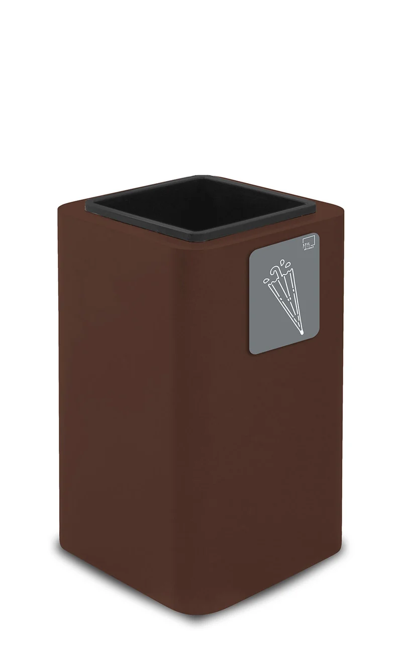 Portaombrelli Quadrato 38,3x38,3x 69 cm con Vaschetta Raccogli Goccia in Acciaio Verniciato Corten