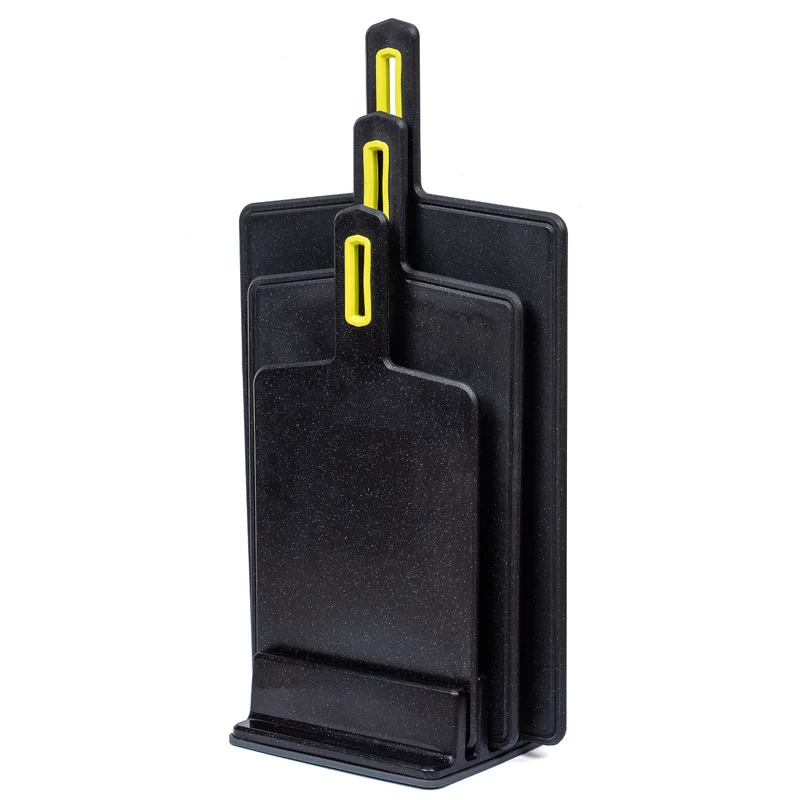 Set di taglieri con supporto, Practic, 3 misure, nero, Vegana