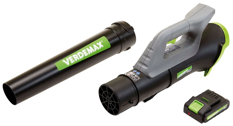 Soffiatore Assiale a Batteria 20V Verdemax SA20 Regolatore del Flusso Aria con Batteria Nero e Verde