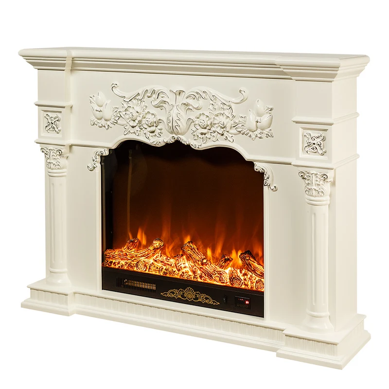 Camino Elettrico da Pavimento 116x150x33 cm Effetto Fiamma 1500W Savage Marrone