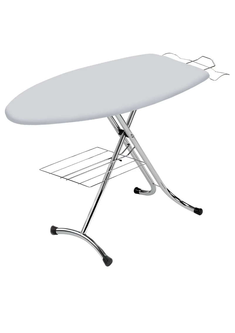 Asse da Stiro Rugby Profi 125x46 cm Salvaspazio Ampia Area con Ripiano Sottostante Gambe Triple in Acciaio