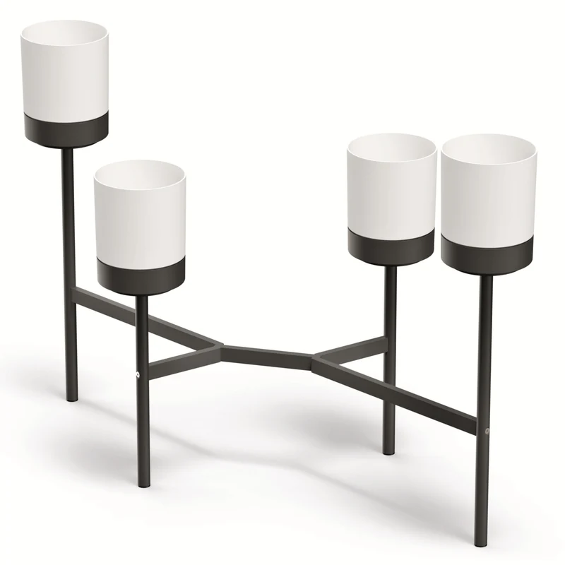 Prosperplast Bloomie Stand Portafiori con 4 vasi Portafiori 125x55x81,5cm Struttura in metallo Bianco