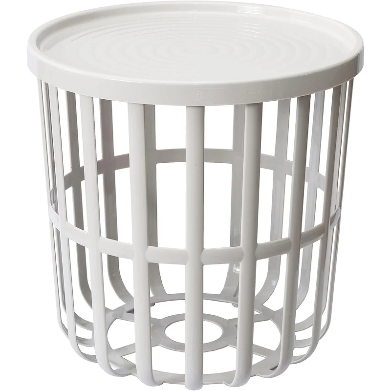 Tavolo Branq, rotondo, con cesto portaoggetti, bianco, Zen 1850
