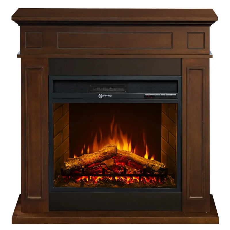 Camino Elettrico da Terra 89,5x90,5x28 cm Jefferson in Legno Noce