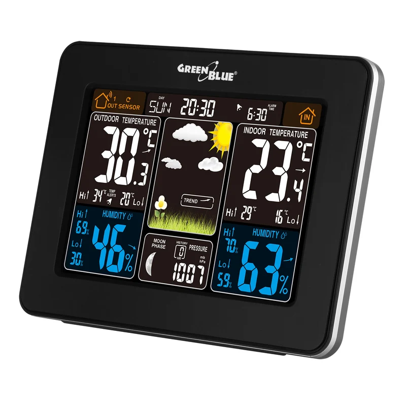 GreenBlue GB523 Stazione Meteorologica a Colori Wireless WIFI DCF Fasi Lunari