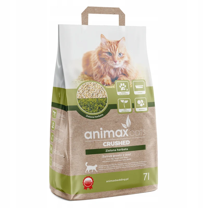 Lettiera a zolle per gatti, profumata al tè verde, sminuzzata, 7 litri, Animax