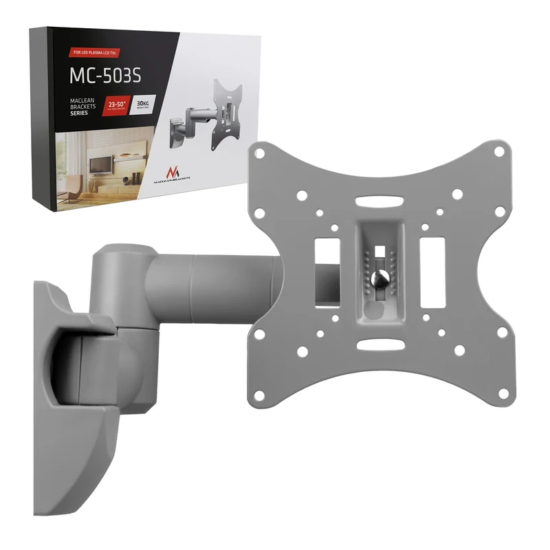 Supporto per TV o monitor Maclean, universale, max VESA 200x200, 23-50", 30 kg, argento, MC-503A S