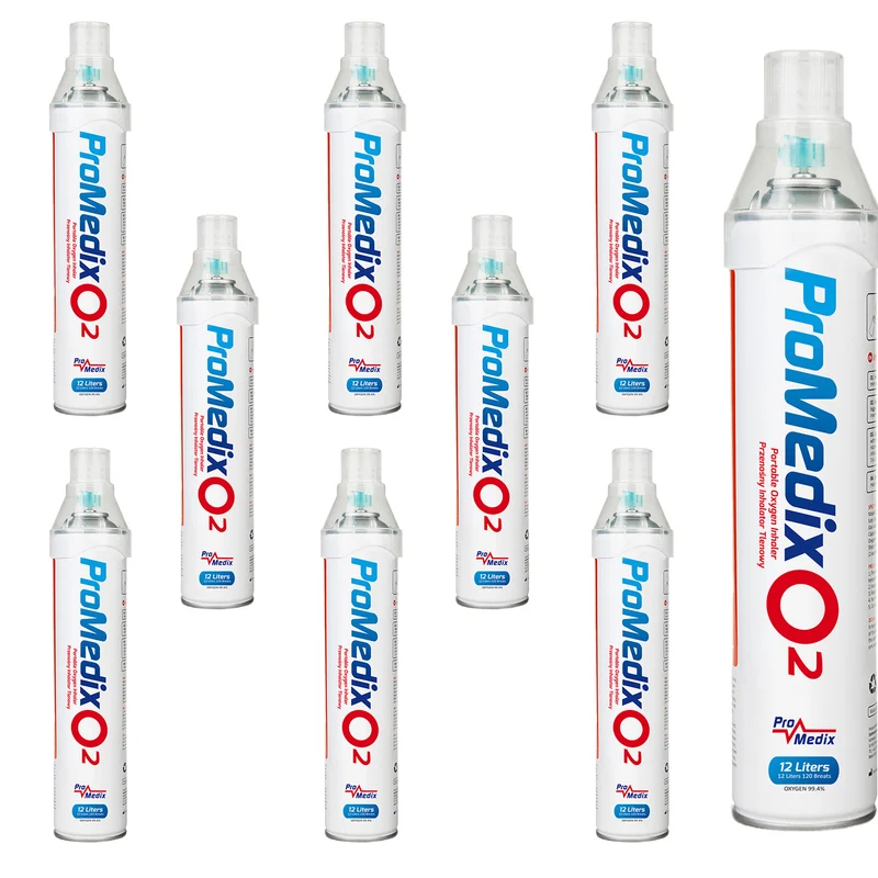9x Bombolette Promedix 12L inalatore portatile di ossigeno in bombola al 99,4%, PR-994