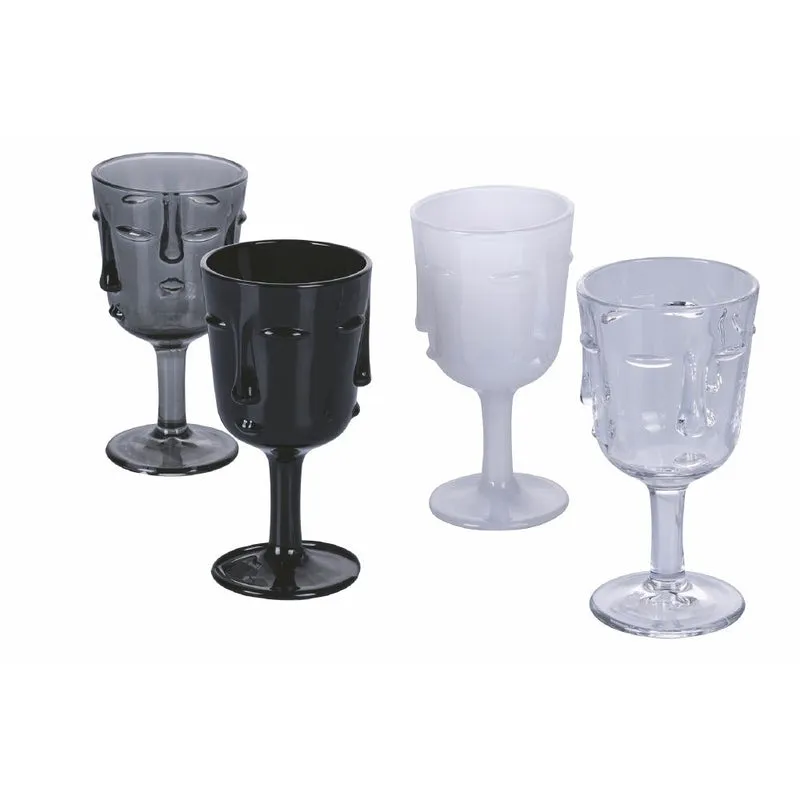 Set 4 Calici Vis à Vis Stones in Vetro VdE Tivoli 1996 4 Colori Differenti