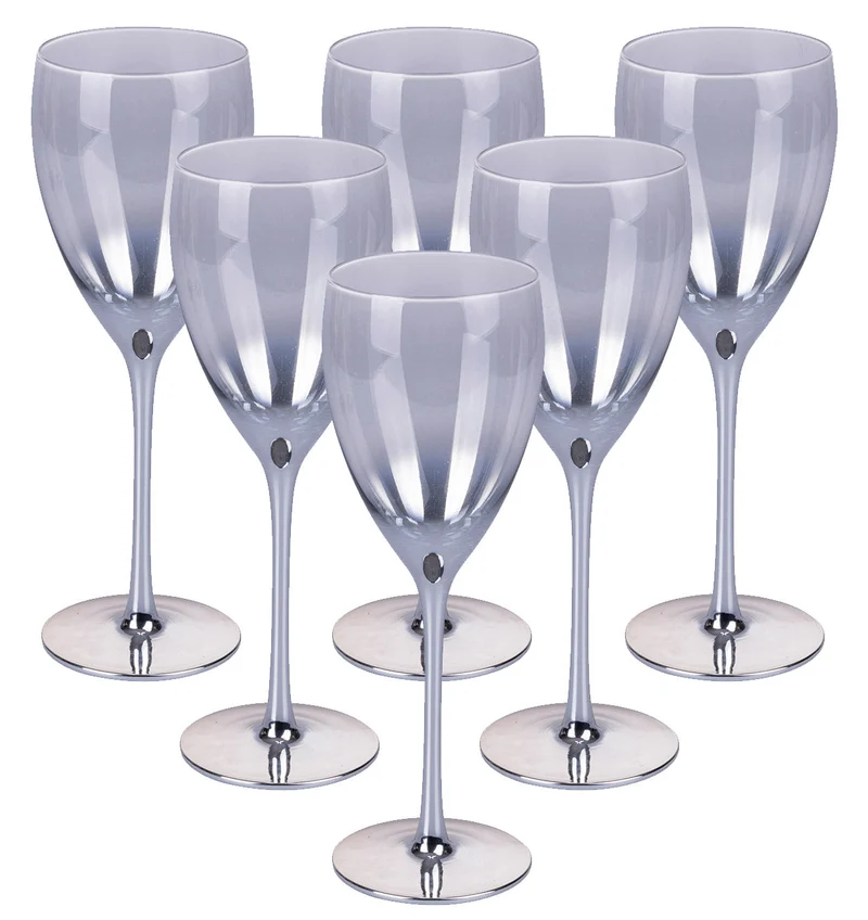Set 6 Calici Vino Très Chic in Vetro VdE Tivoli 1996 Silver