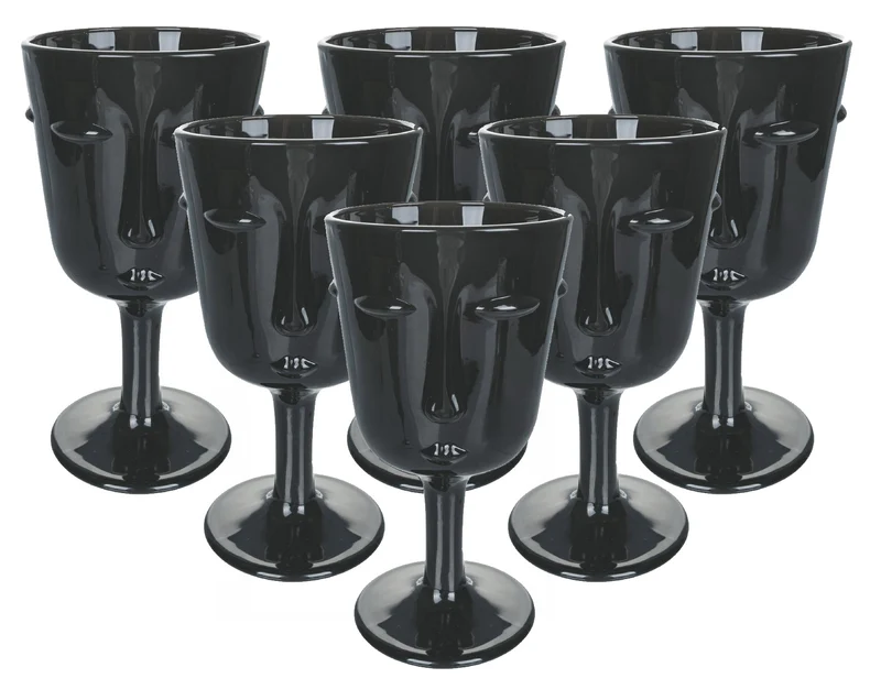 Set 6 Calici Vino Vis à Vis in Vetro VdE Tivoli 1996 Nero