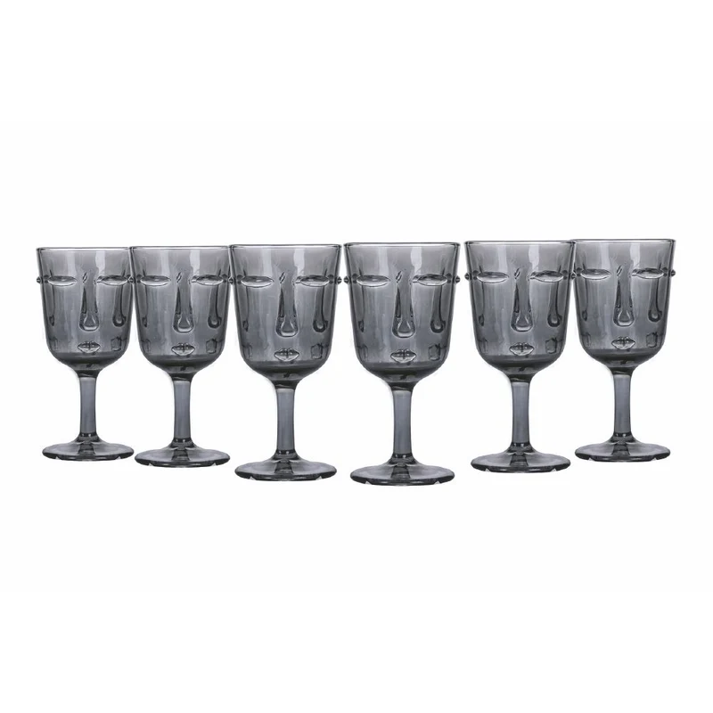 Set 6 Calici Vino Vis à Vis in Vetro VdE Tivoli 1996 Grigio scuro