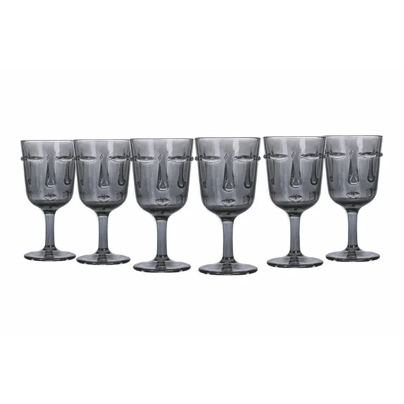 Set 6 Calici Vino Vis à Vis in Vetro VdE Tivoli 1996 Grigio scuro