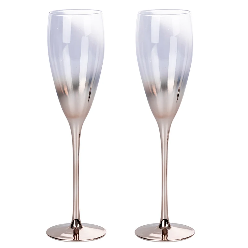 Set 2 Bicchieri da Champagne Très Chic Flûte in Vetro VdE Tivoli 1996 Champagne