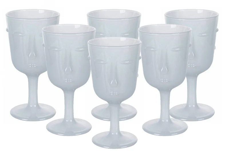 Set 6 Calici Vino Vis à Vis in Vetro VdE Tivoli 1996 Bianco