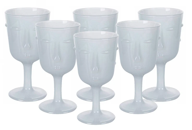 Set 6 Calici Vino Vis à Vis in Vetro VdE Tivoli 1996 Bianco