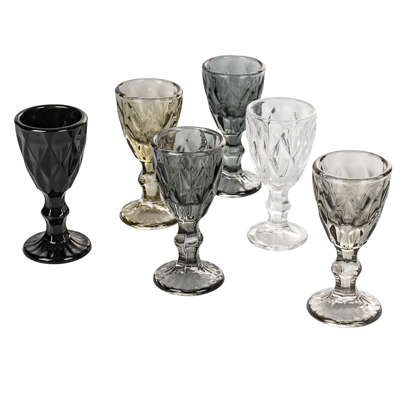 Set 6 Tazzine per Liquori Liquorini Prisma Stones in Vetro VdE Tivoli 1996 Grigio