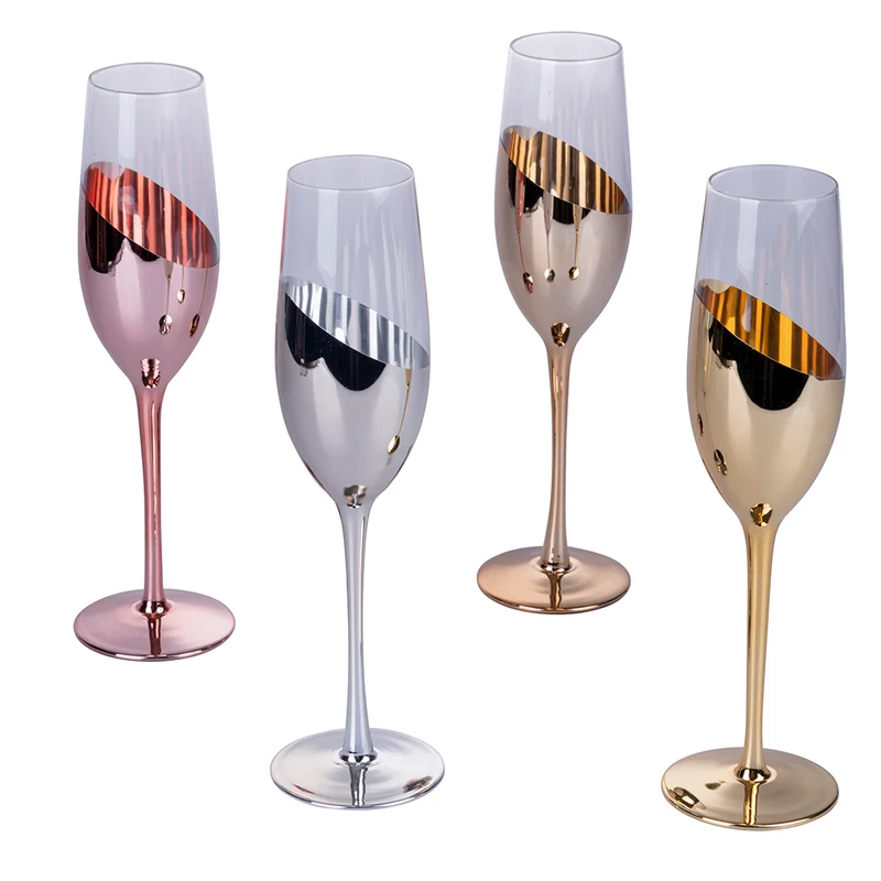 Set 4 Bicchieri da Champagne Chic Flûte in Vetro VdE Tivoli 1996 4 Colori Differenti