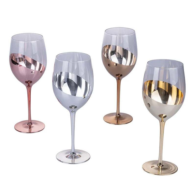 Set 4 Calici Chic Metallic Finish in Vetro VdE Tivoli 1996