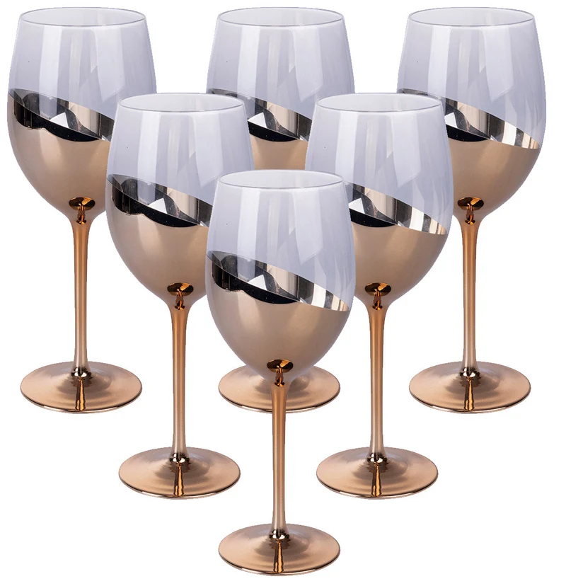 Set 6 Calici Chic in Vetro VdE Tivoli 1996 Trasparente e Bronze