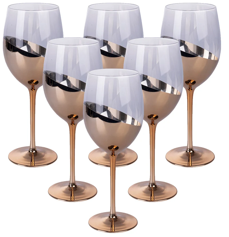 Set 6 Calici Chic in Vetro VdE Tivoli 1996 Trasparente e Bronze